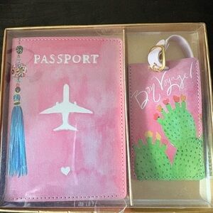 Pink Passport Holder and Luggage Tag Set